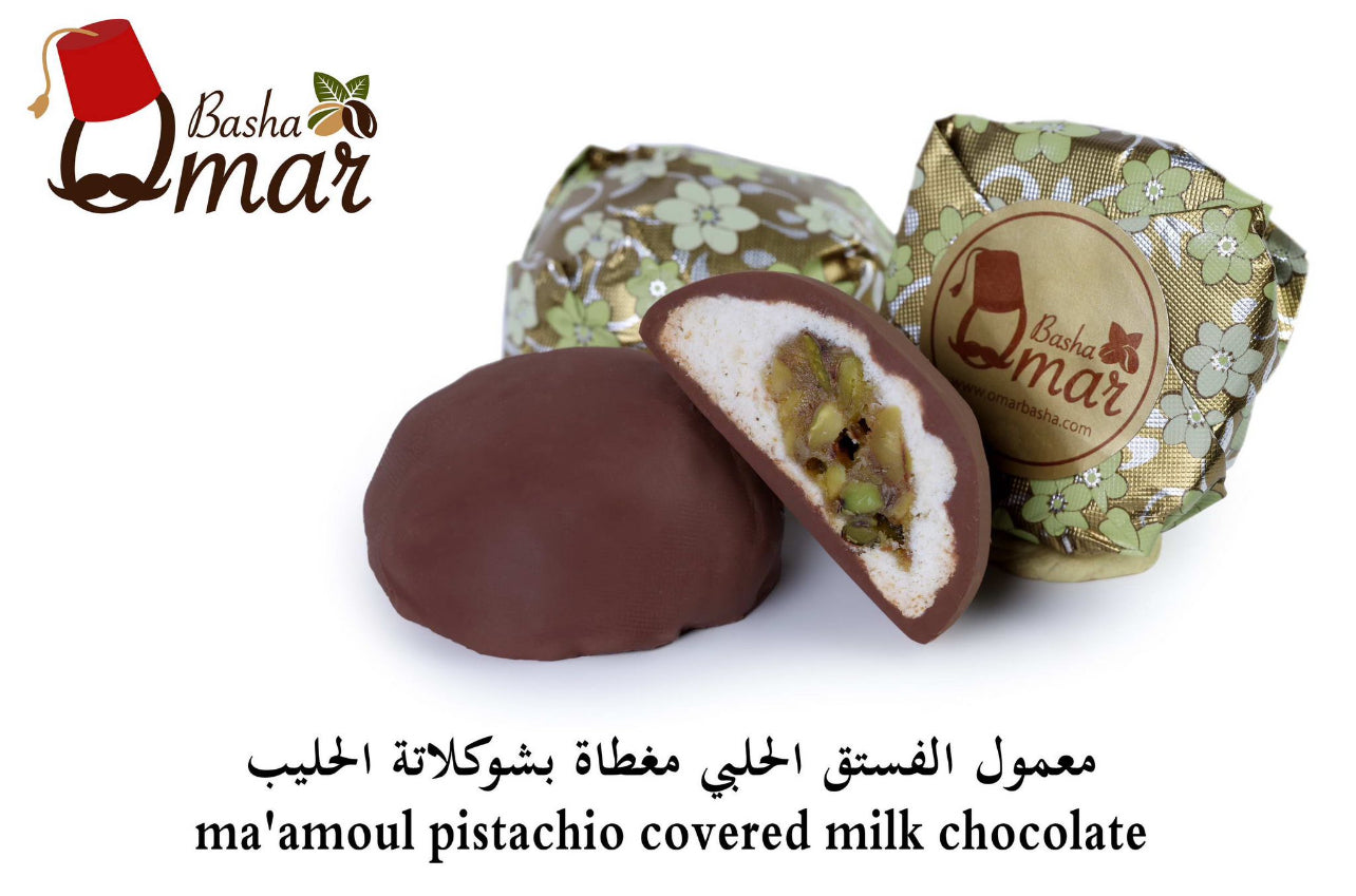 ma'amoul pistachio covered milk chocolate